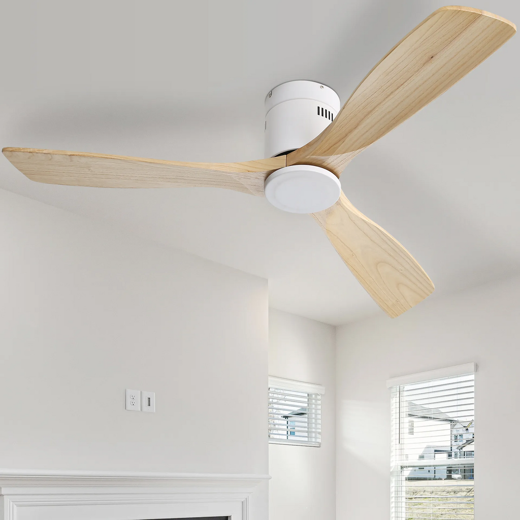 52 Inch Wooden Ceiling Fan With 3 Solid Wood Blades Remote