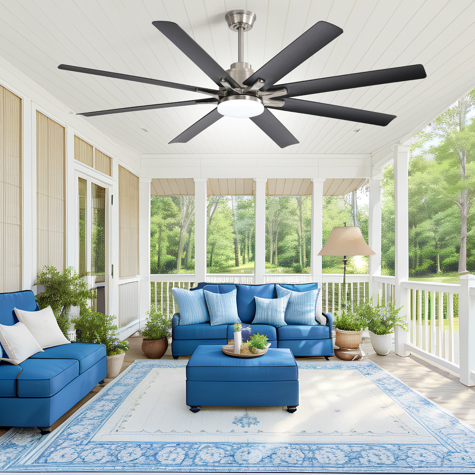 66 Inch Large Ceiling Fan With Dimmable Led Light 8 ABS