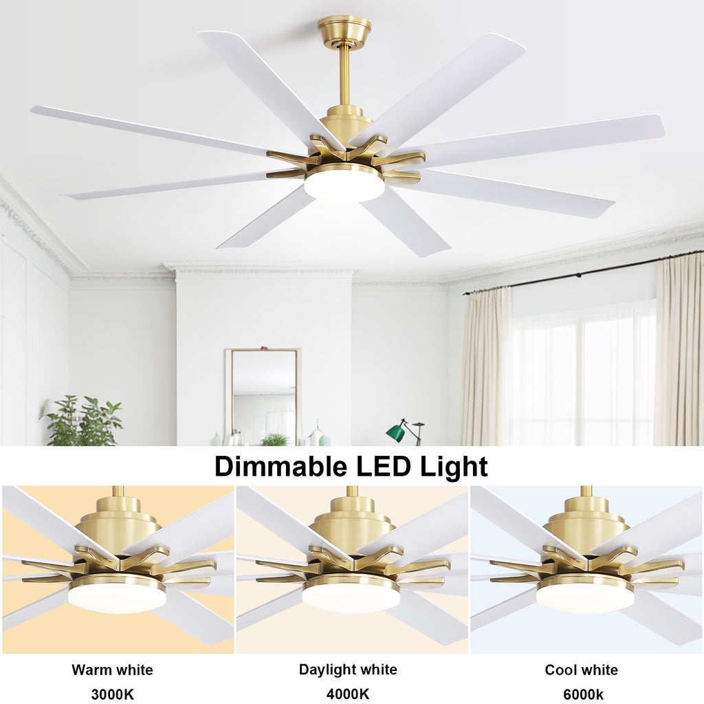 66 Inch Modern Smart Ceiling Fan With Dimmable Led Light 8