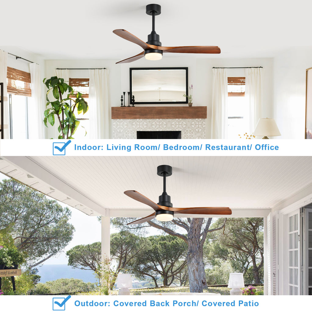 52 Inch Indoor Ceiling Fan With Dimmable Led Light 3 Solid