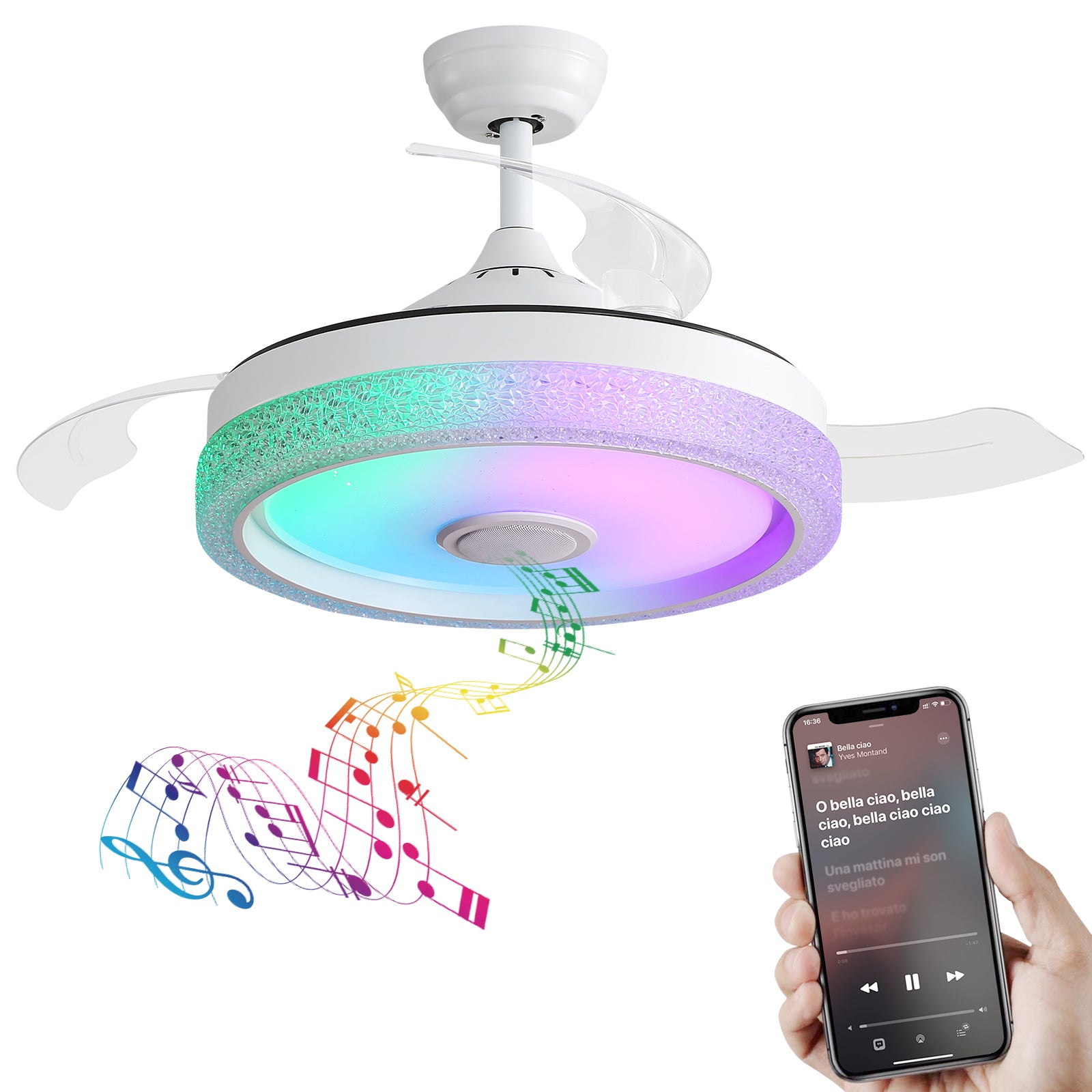 42 Inch Modern Invisible Ceiling Fan