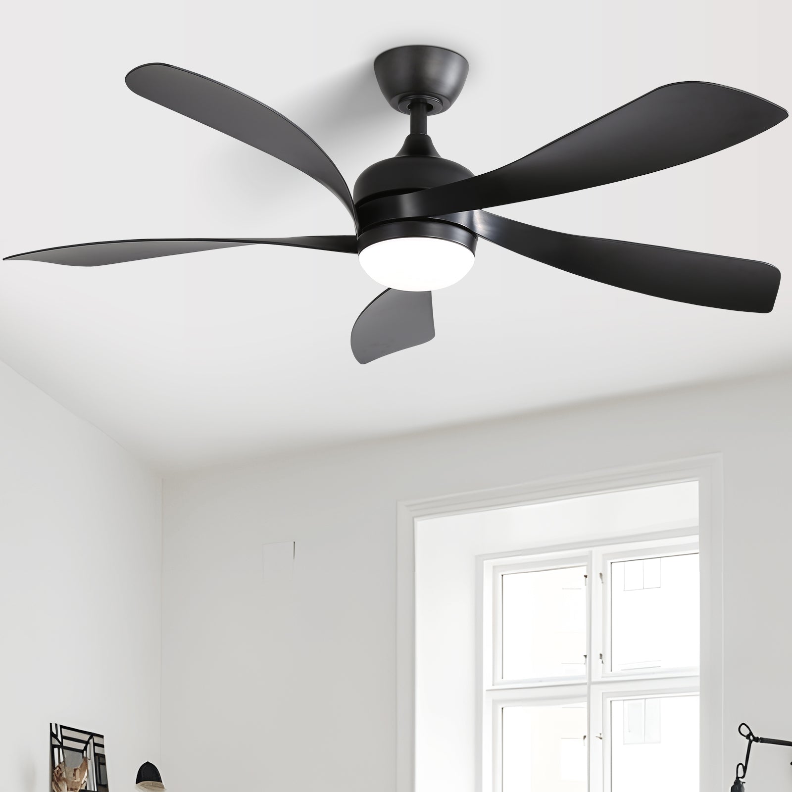 52 Inch Modern Ceiling Fan With 3 Color Dimmable 5 ABS
