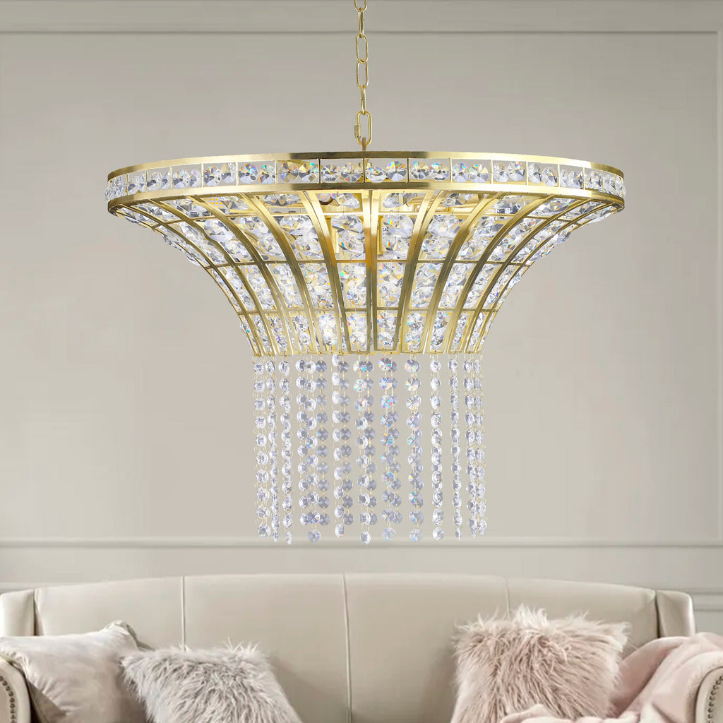 8-Light 23.6" Wide Crystal Waterfall Chandelier (Bulb Not