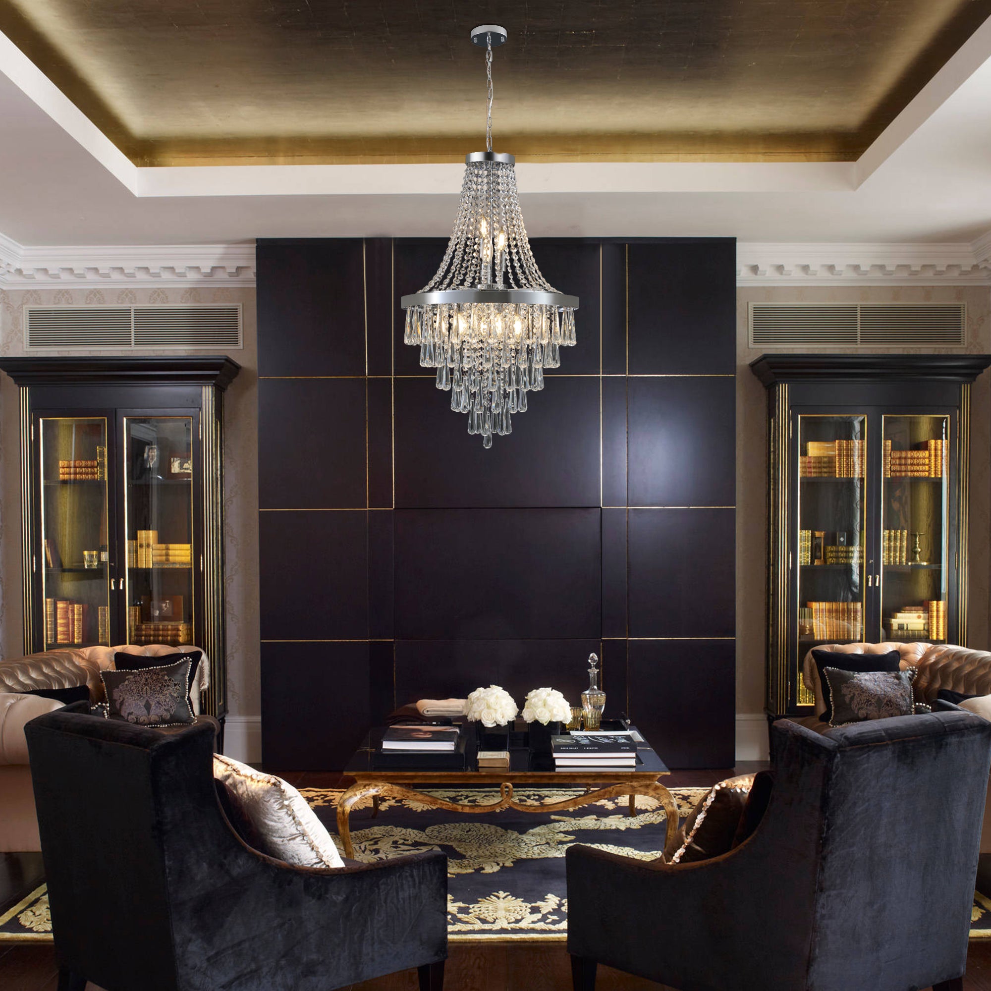 20" Chrome Crystal Chandelier with Adjustable Height