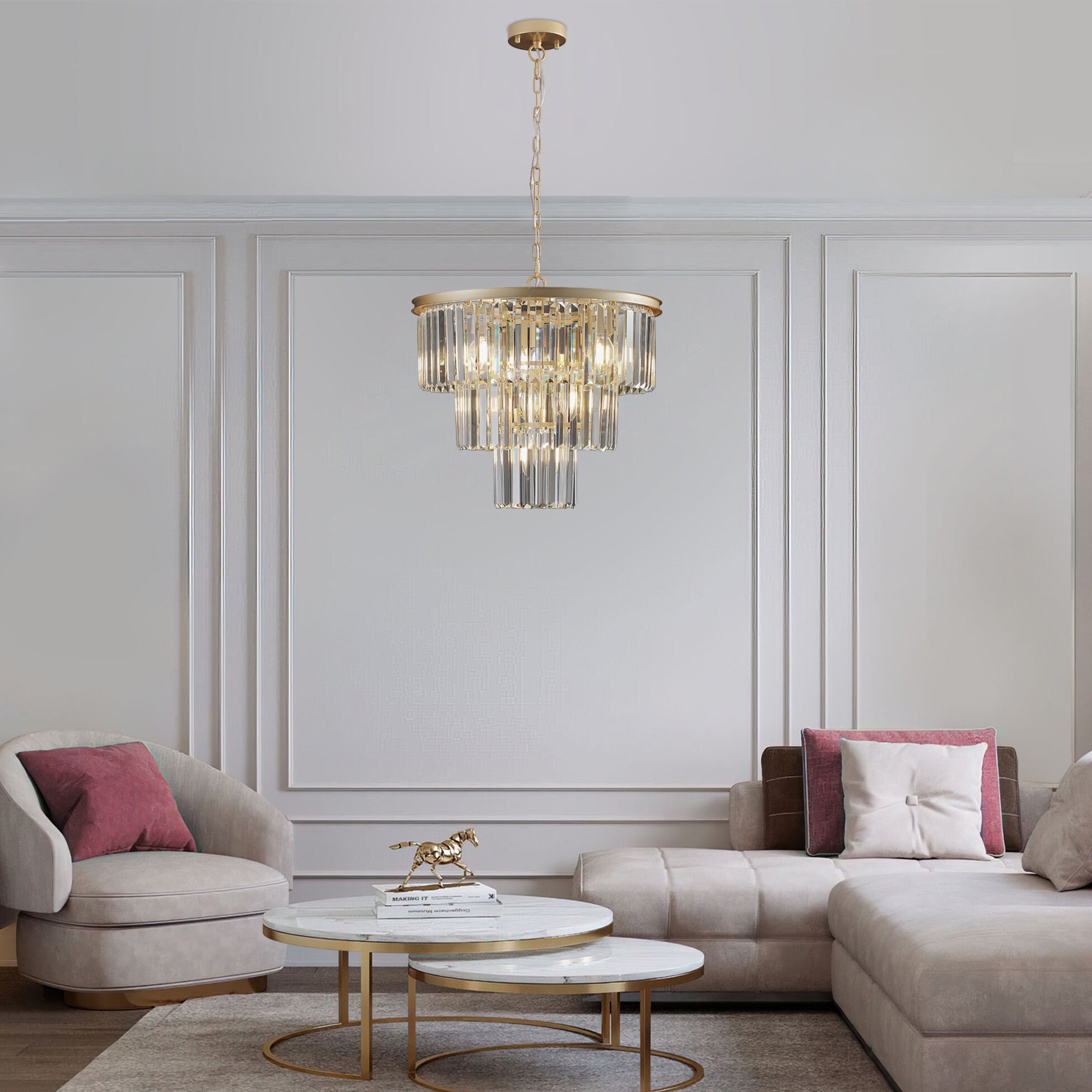 20" Luxury 3-Tier Crystal Chandelier