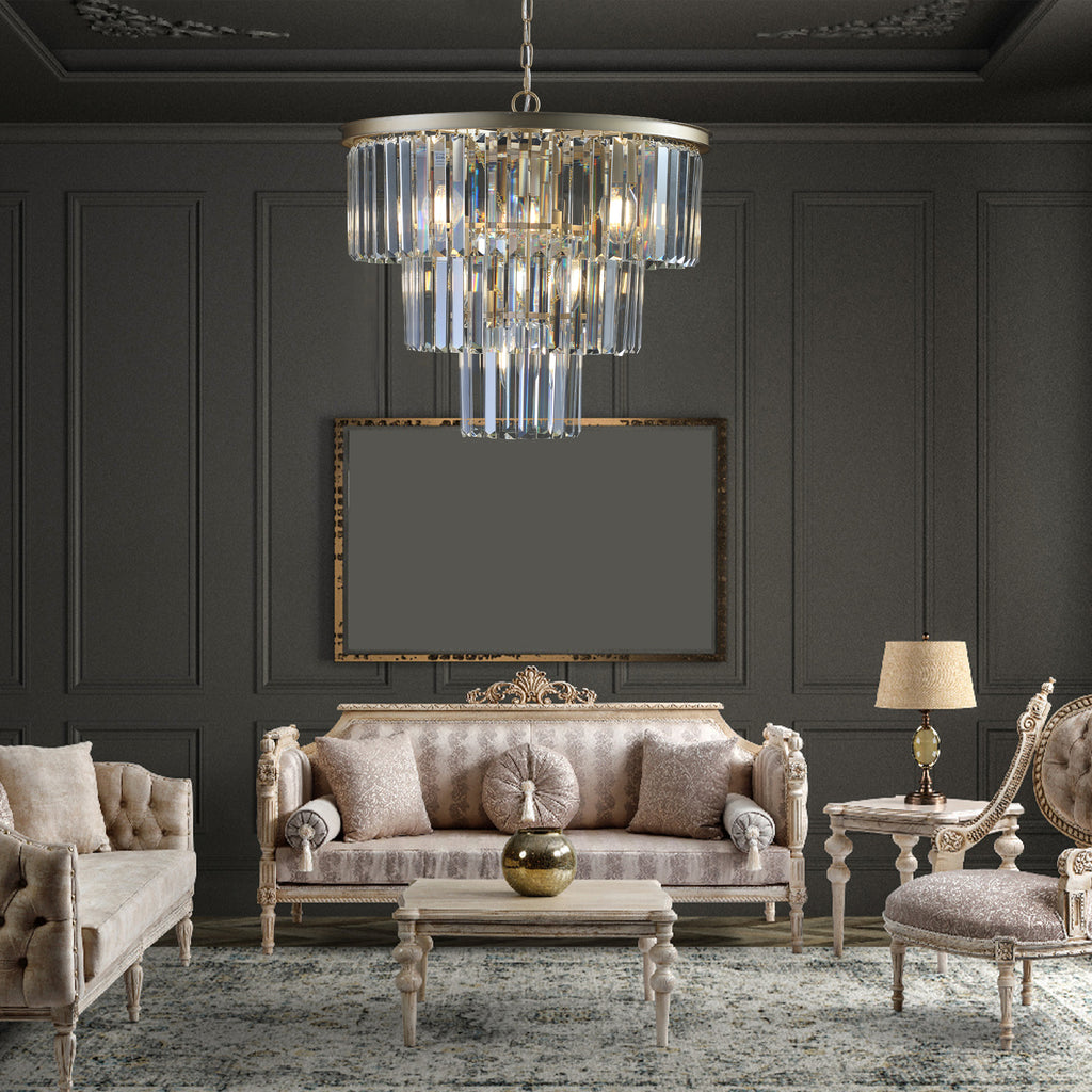 20" Luxury 3-Tier Crystal Chandelier