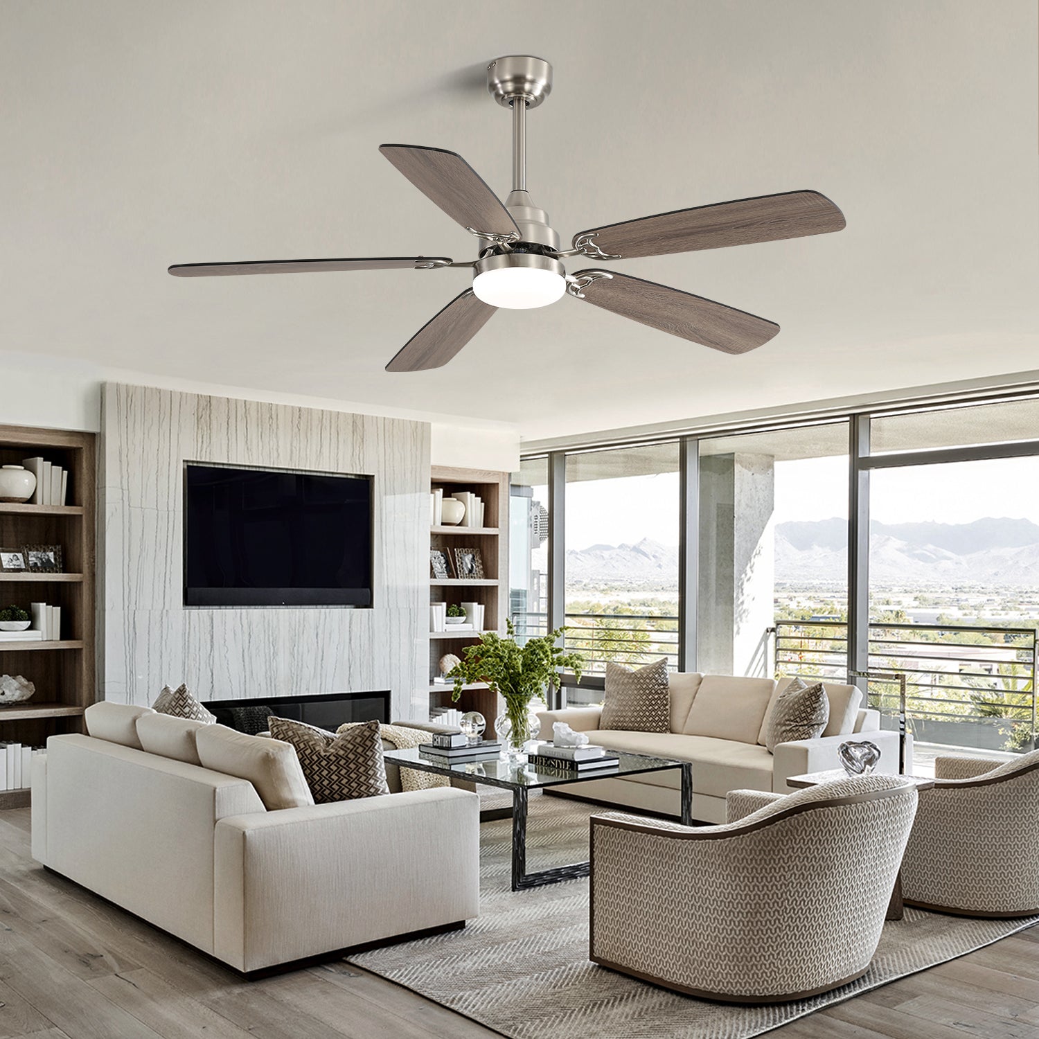 Modern 52 Inch Led Ceiling Fan With 110V 6 Speed Wind 5