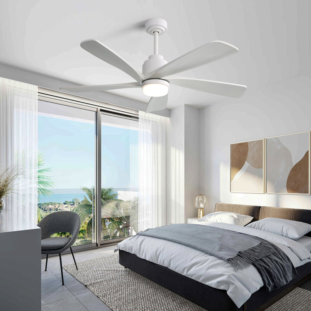 52 Inch Modern Ceiling Fan With Dimmable LED Light 5 Solid