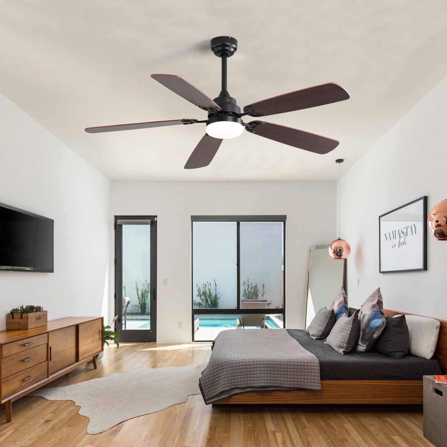 52 Inch Classics Ceiling Fan with Led Light 6 Speed Wind 5