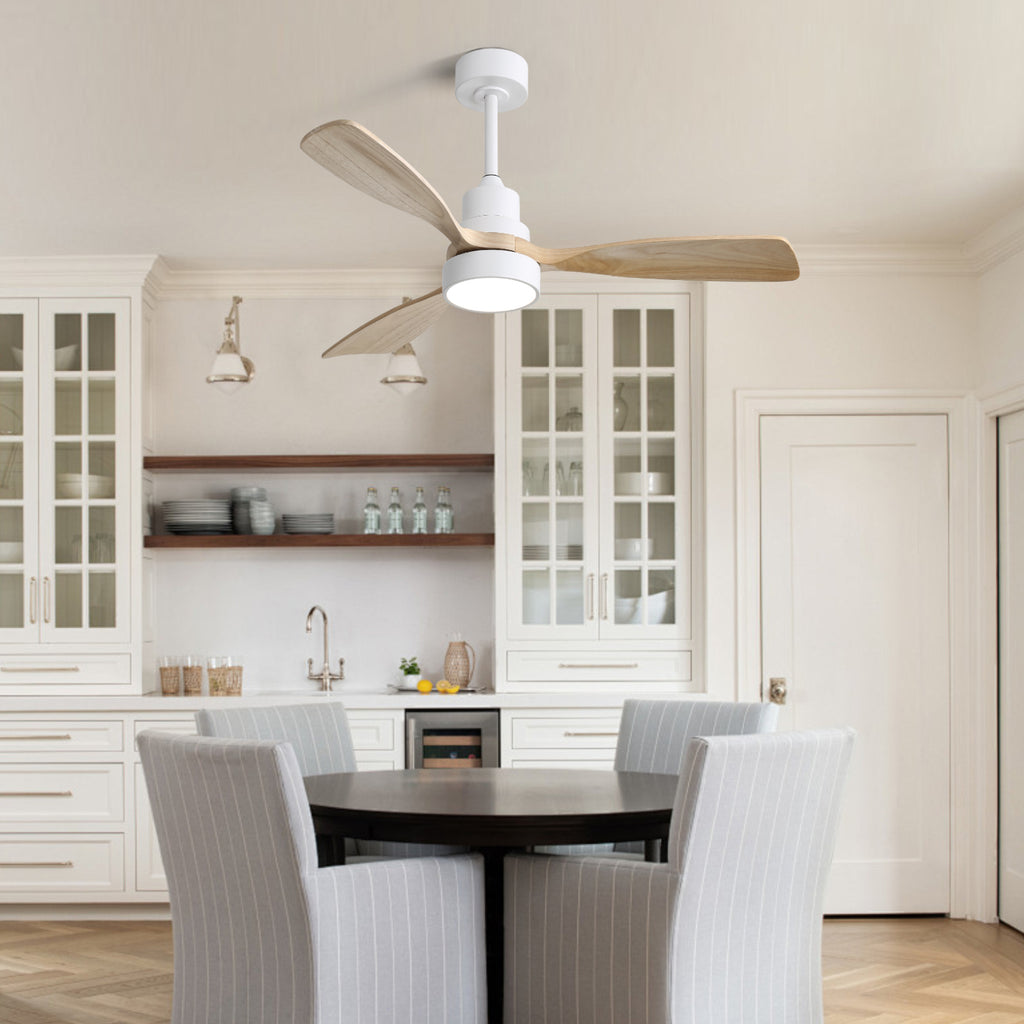 48 Inch Indoor Ceiling Fan With Light 3 Solid Wood Blades