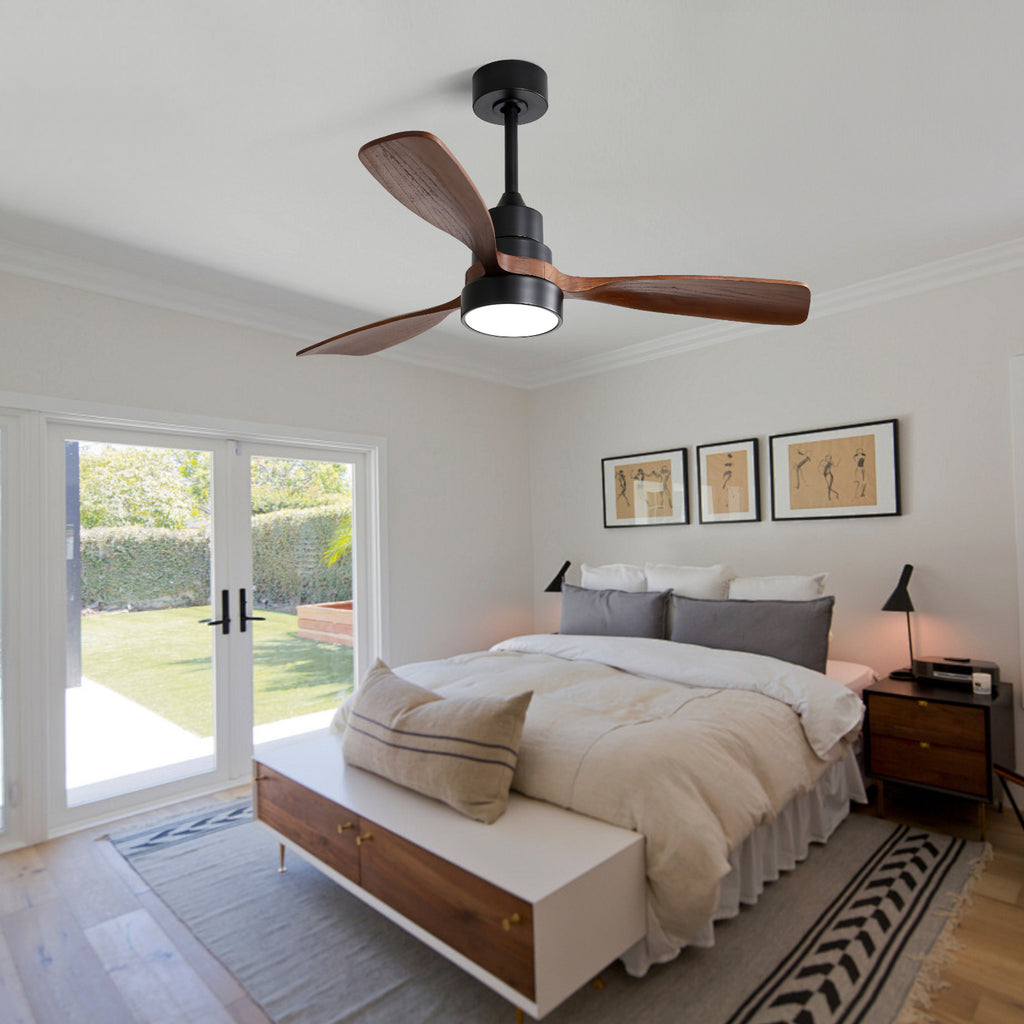 48 Inch Wood Ceiling Fan With 3 Solid Wood Blades Remote