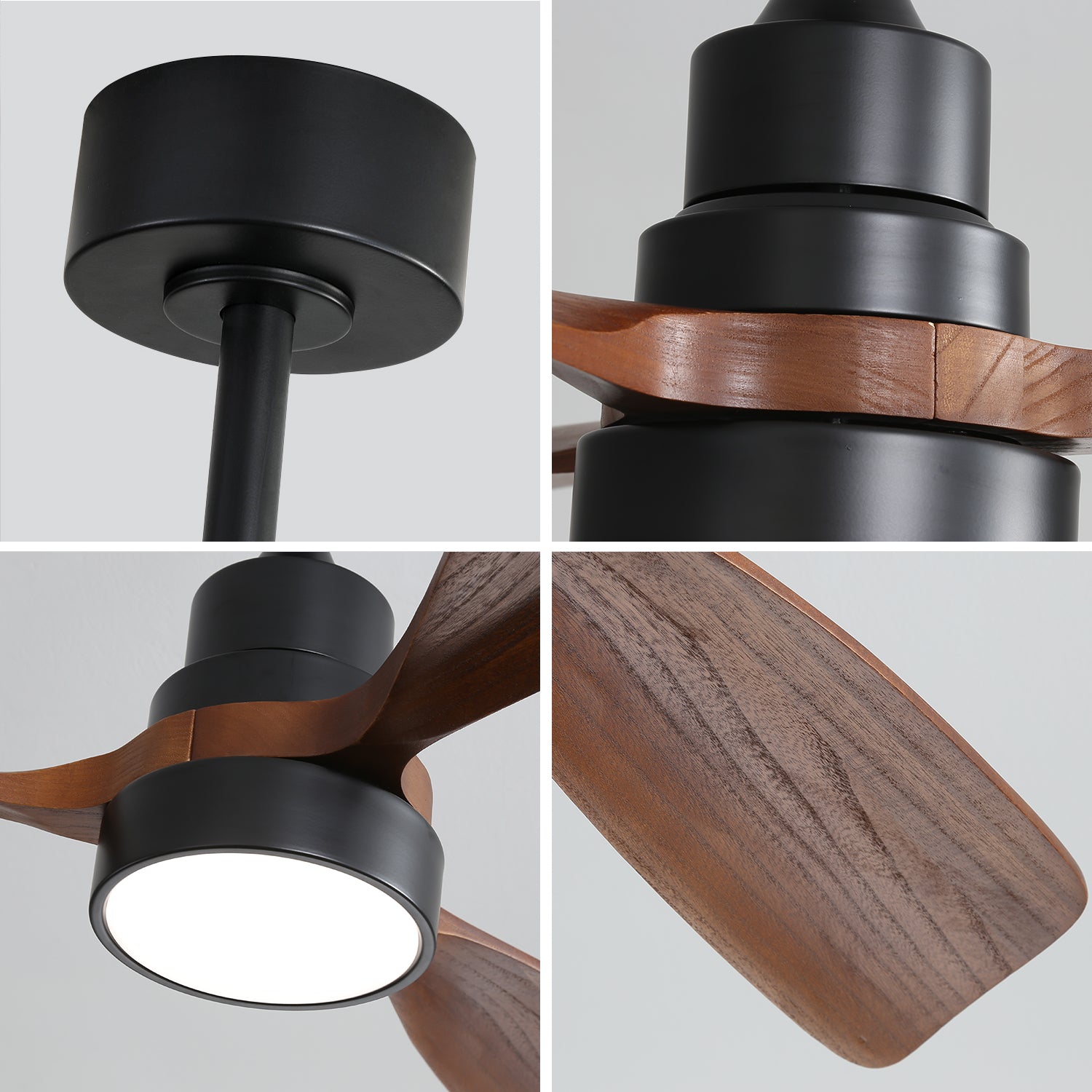 48 Inch Wood Ceiling Fan With 3 Solid Wood Blades Remote