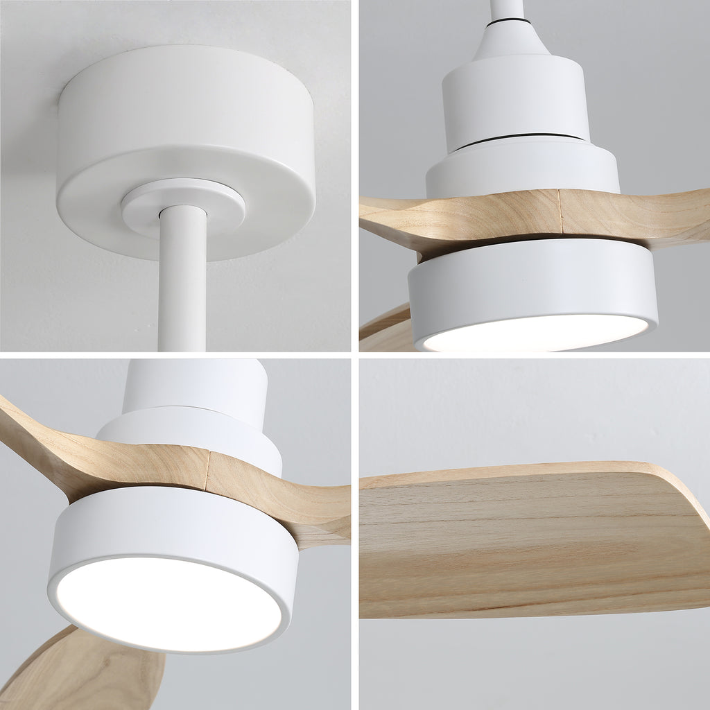 48 Inch Indoor Ceiling Fan With Light 3 Solid Wood Blades