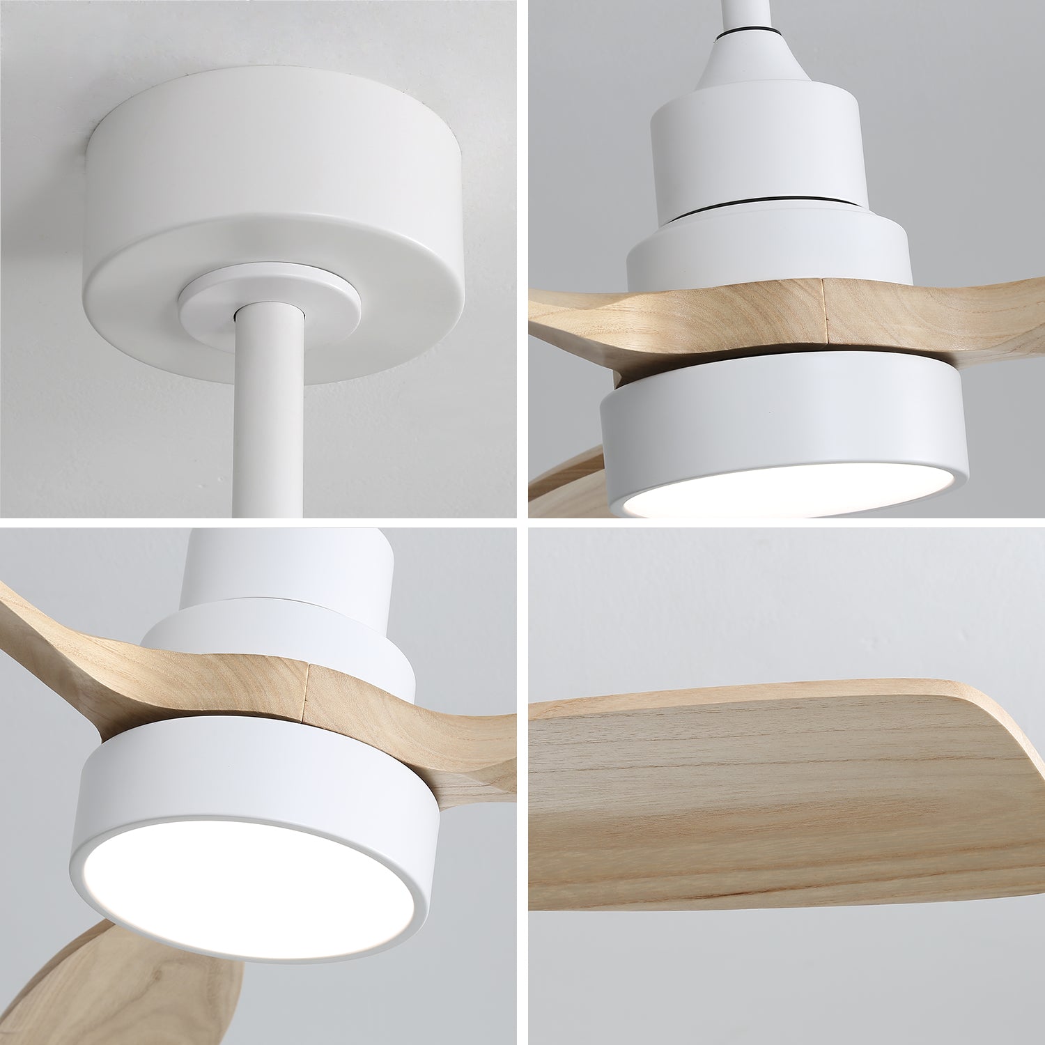 48 Inch Indoor Ceiling Fan With Light 3 Solid Wood Blades