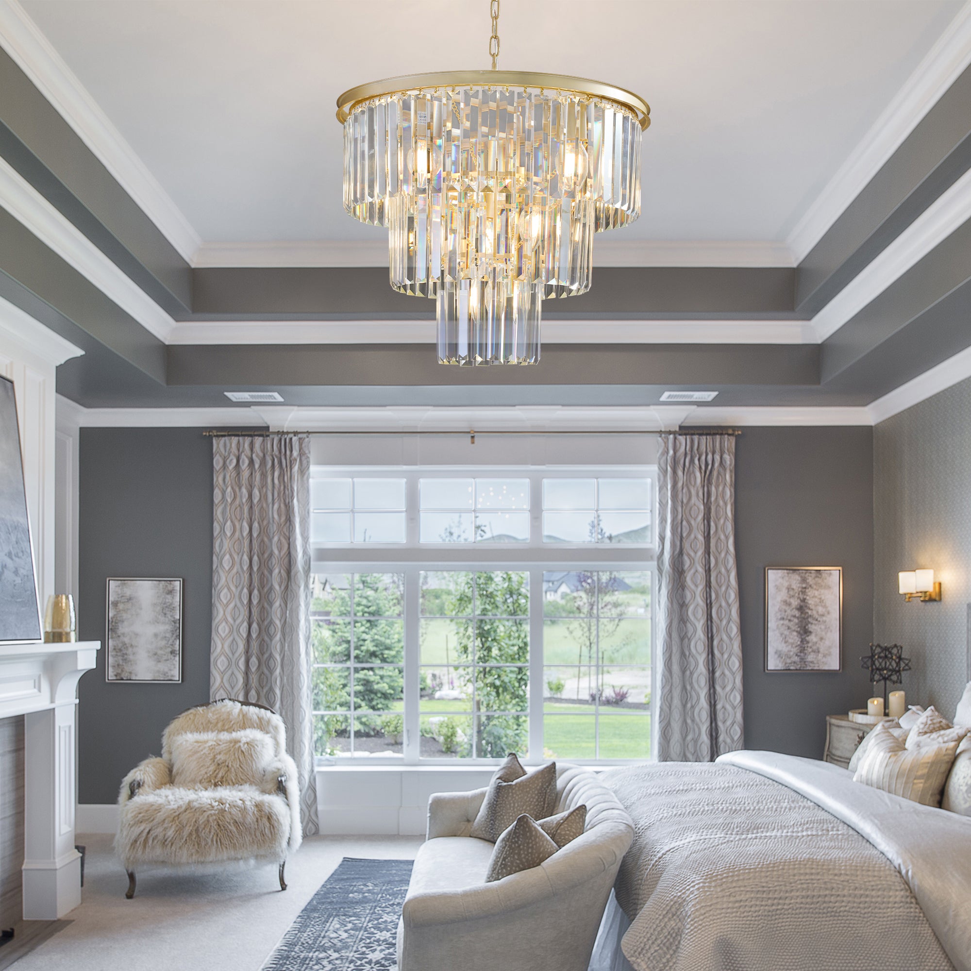 20" Luxury 3-Tier Crystal Chandelier