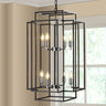 18" Modern 8-Light Black & Chrome Geometric Chandelier