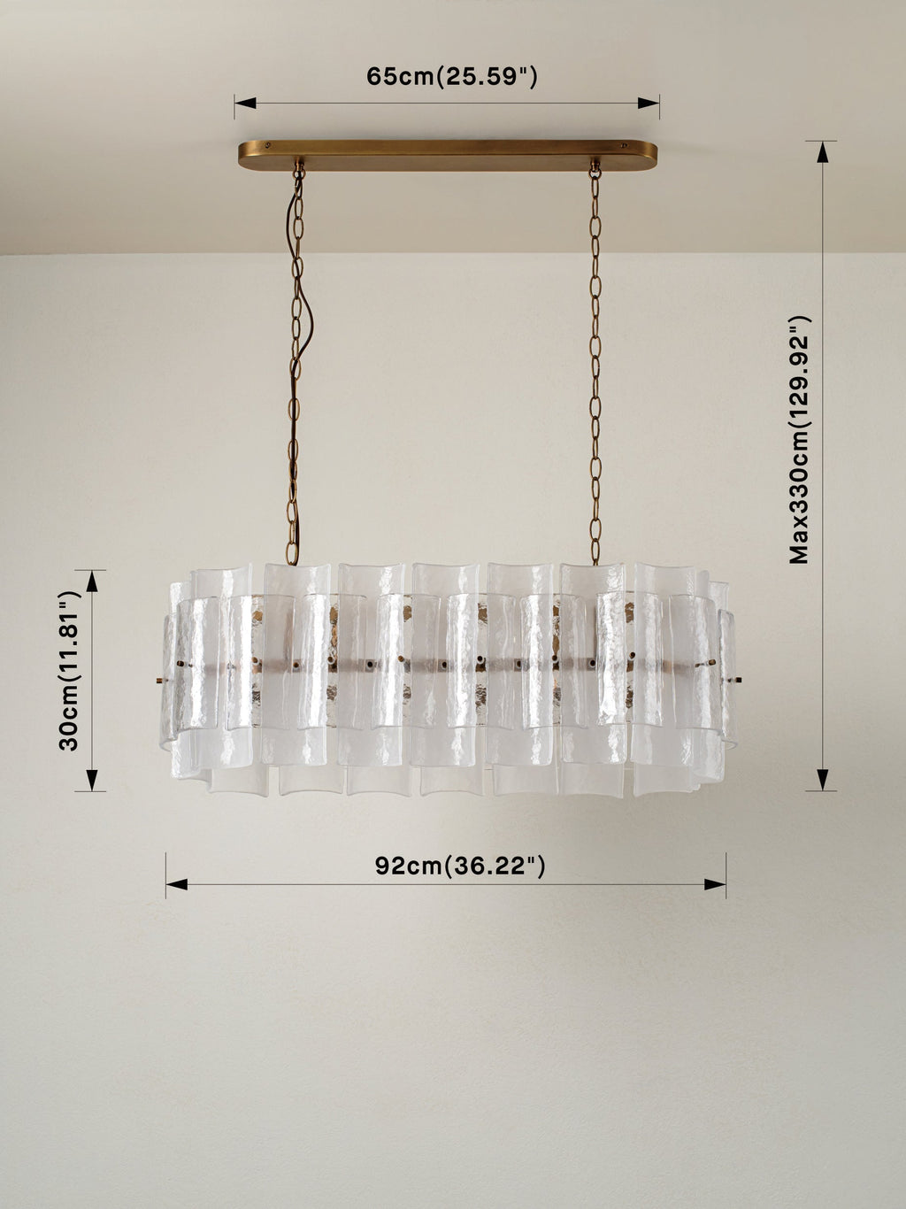 Pazo - 5-Arm Layered Chandelier with Textured Glass