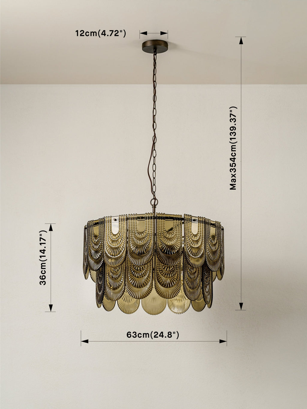 Selmes - 4-Light Chandelier in Brown and Smoky Green Glass