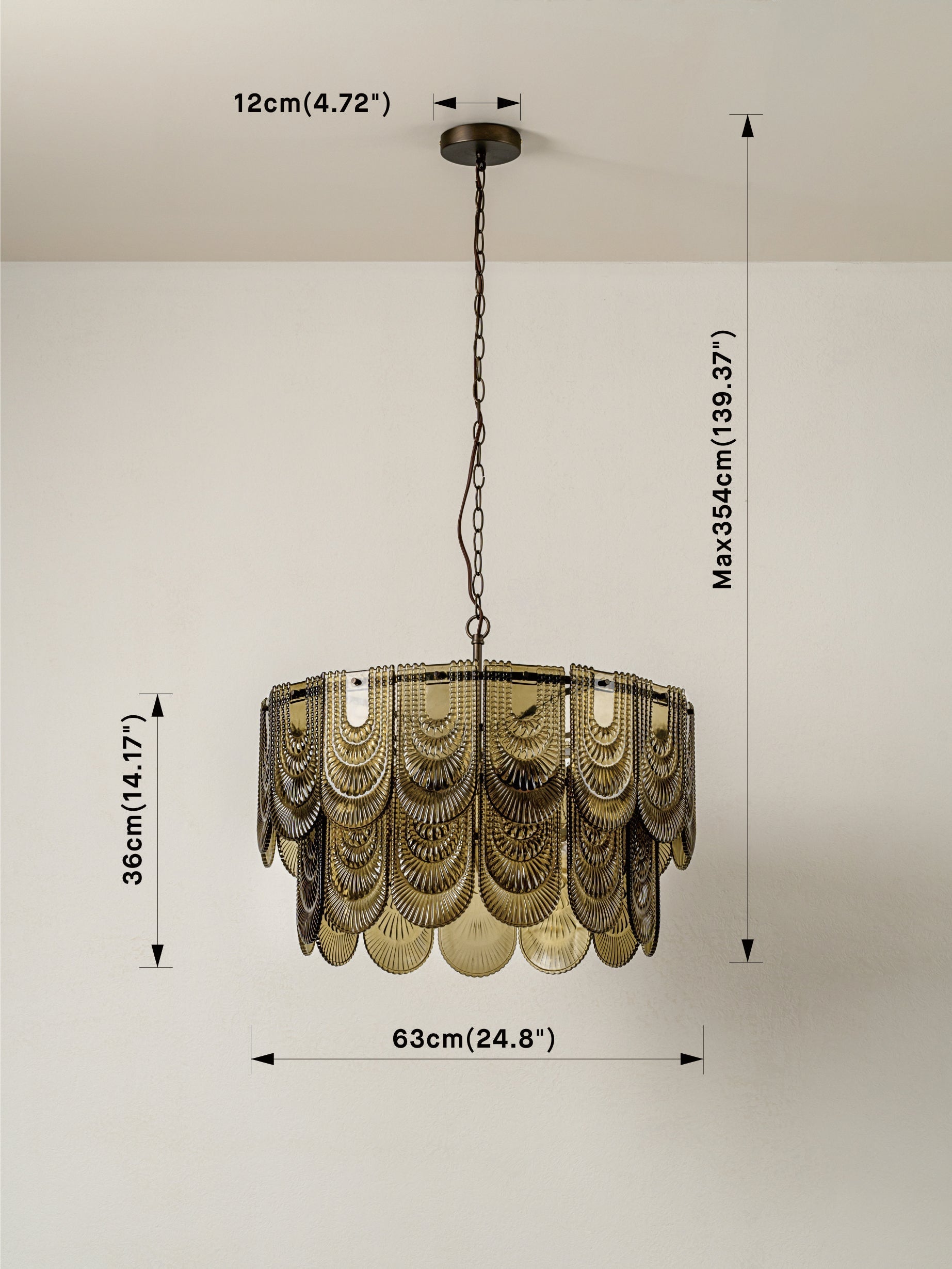 Selmes - 4-Light Chandelier in Brown and Smoky Green Glass