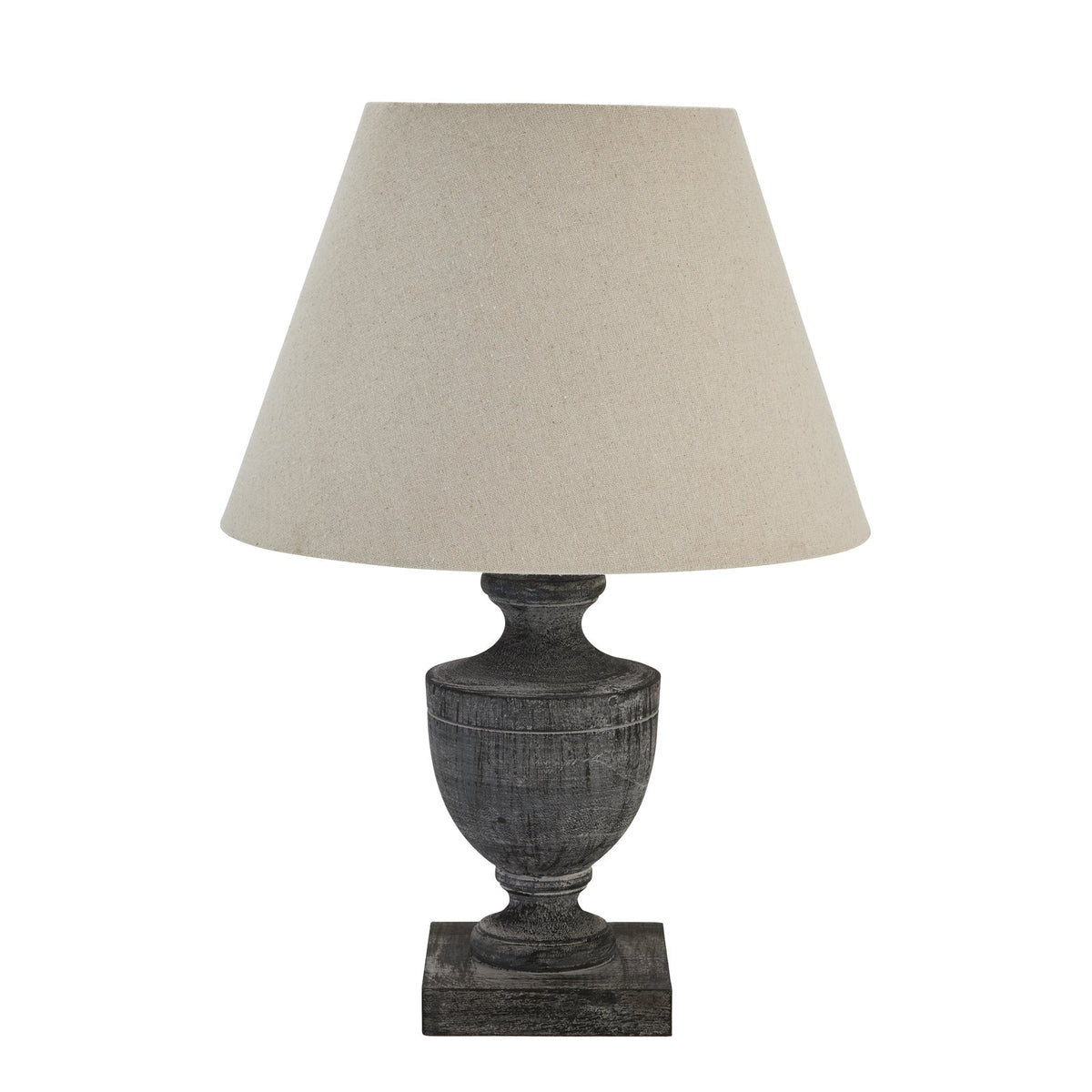 Brown Wood Table Lamp 51cm — Living Room Table Lamp, Fabric Shade, Incia Urn