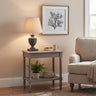 Brown Wood Table Lamp 51cm — Living Room Table Lamp, Fabric Shade, Incia Urn