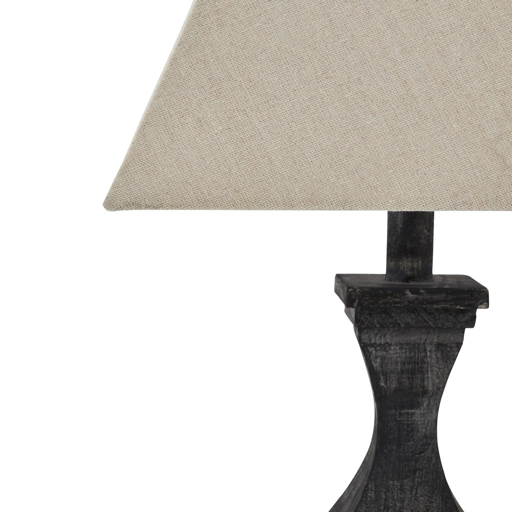 Brown Wood Table Lamp 53cm — Living Room Table Lamp, Fabric Shade, Incia Fluted