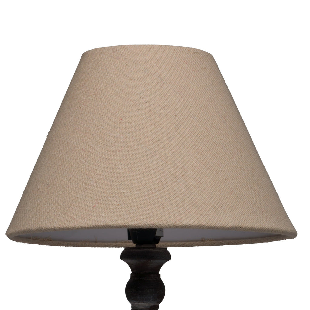 Brown Wood Table Lamp 52cm — Living Room Table Lamp, Fabric Shade, Incia Stem