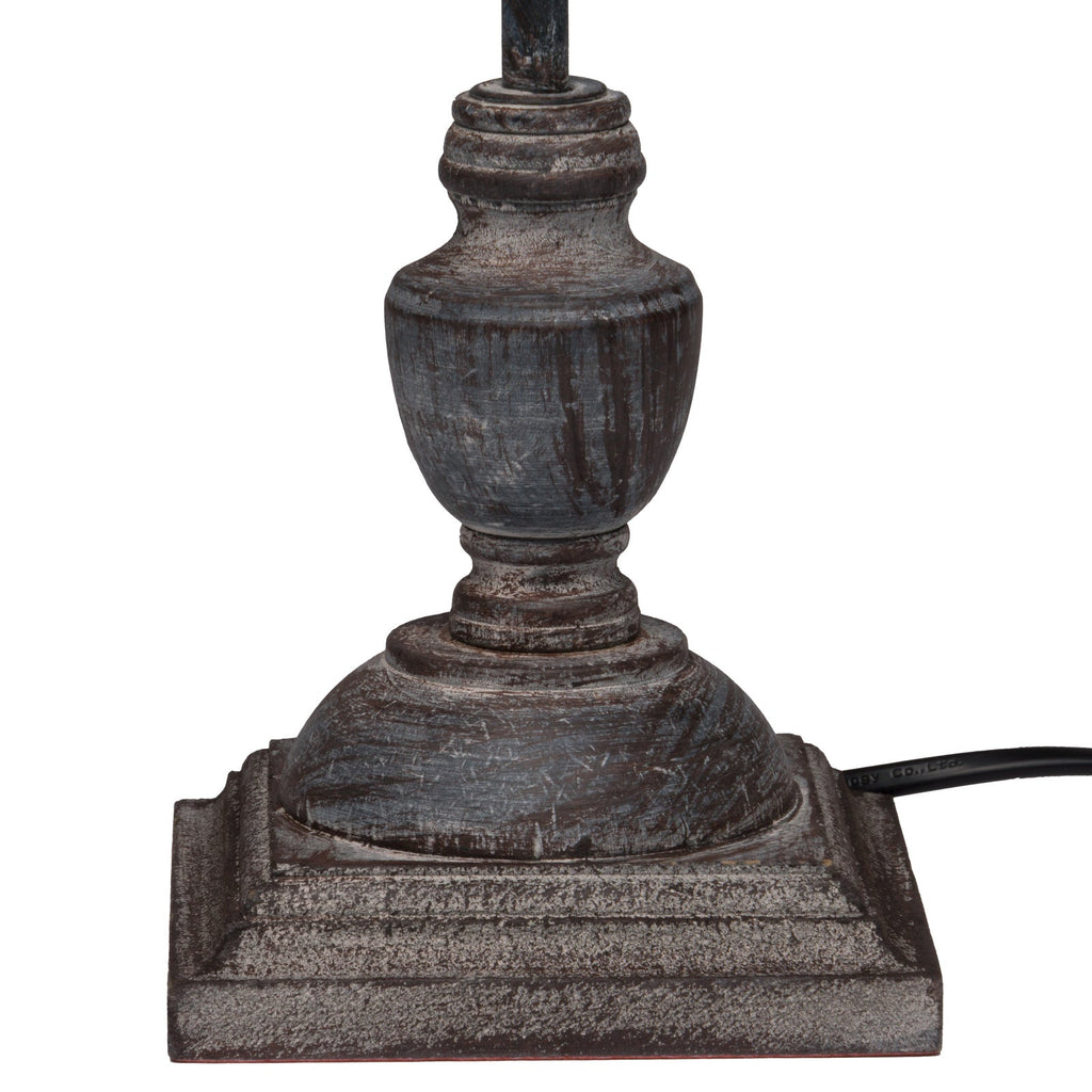 Brown Wood Table Lamp 52cm — Living Room Table Lamp, Fabric Shade, Incia Stem