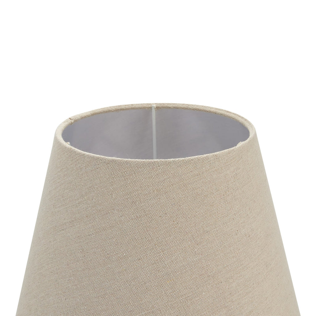 Brown Wood Table Lamp 50cm — Bedside Table Lamp, Fabric Shade, Incia Column