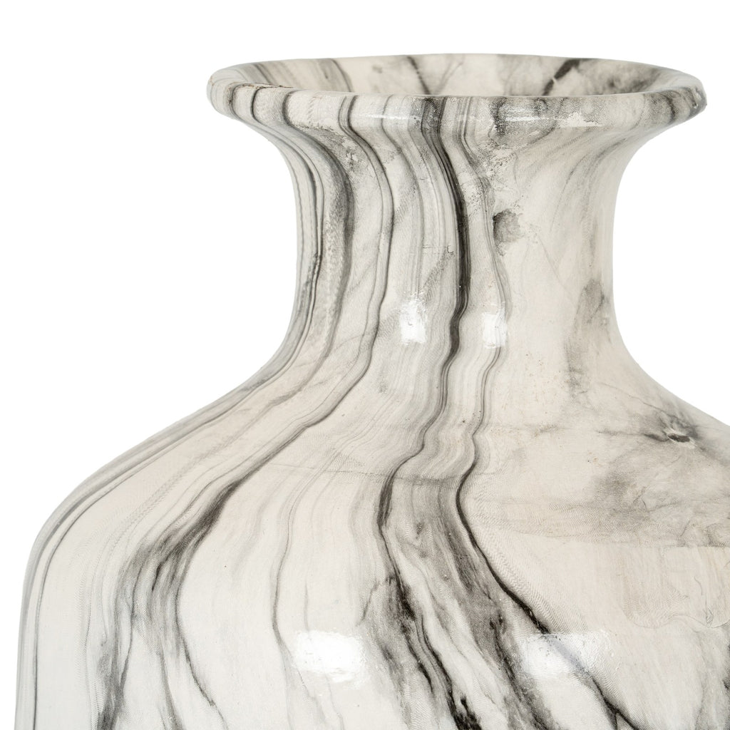 Marble Effect Squat Vase — vase