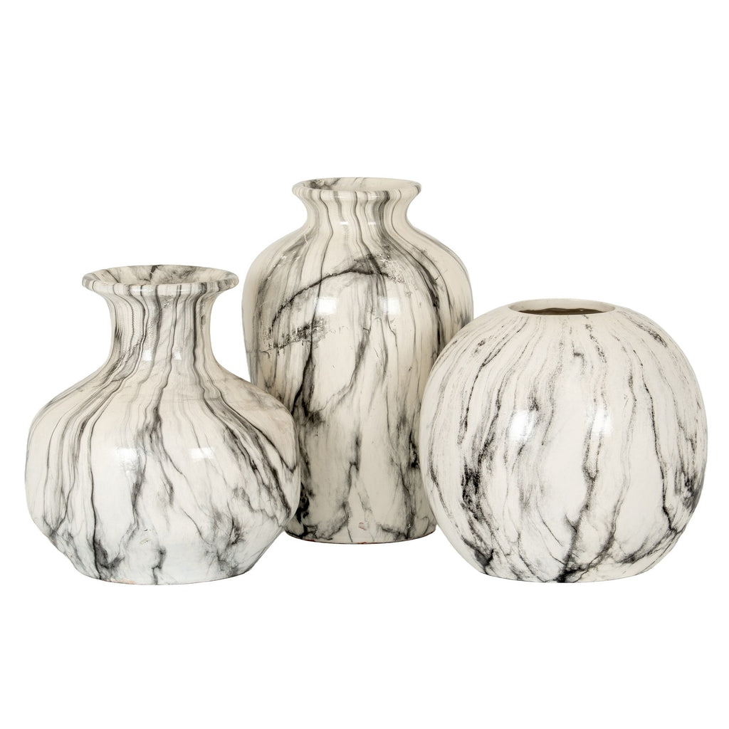 Marble Effect Squat Vase — vase