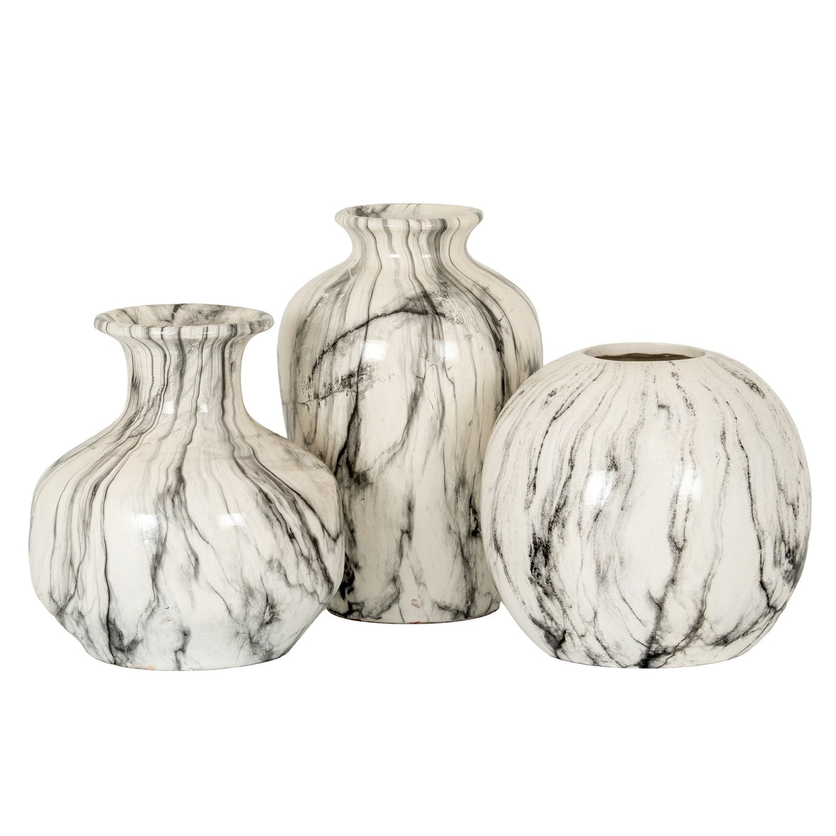 Marble Effect Squat Vase — vase