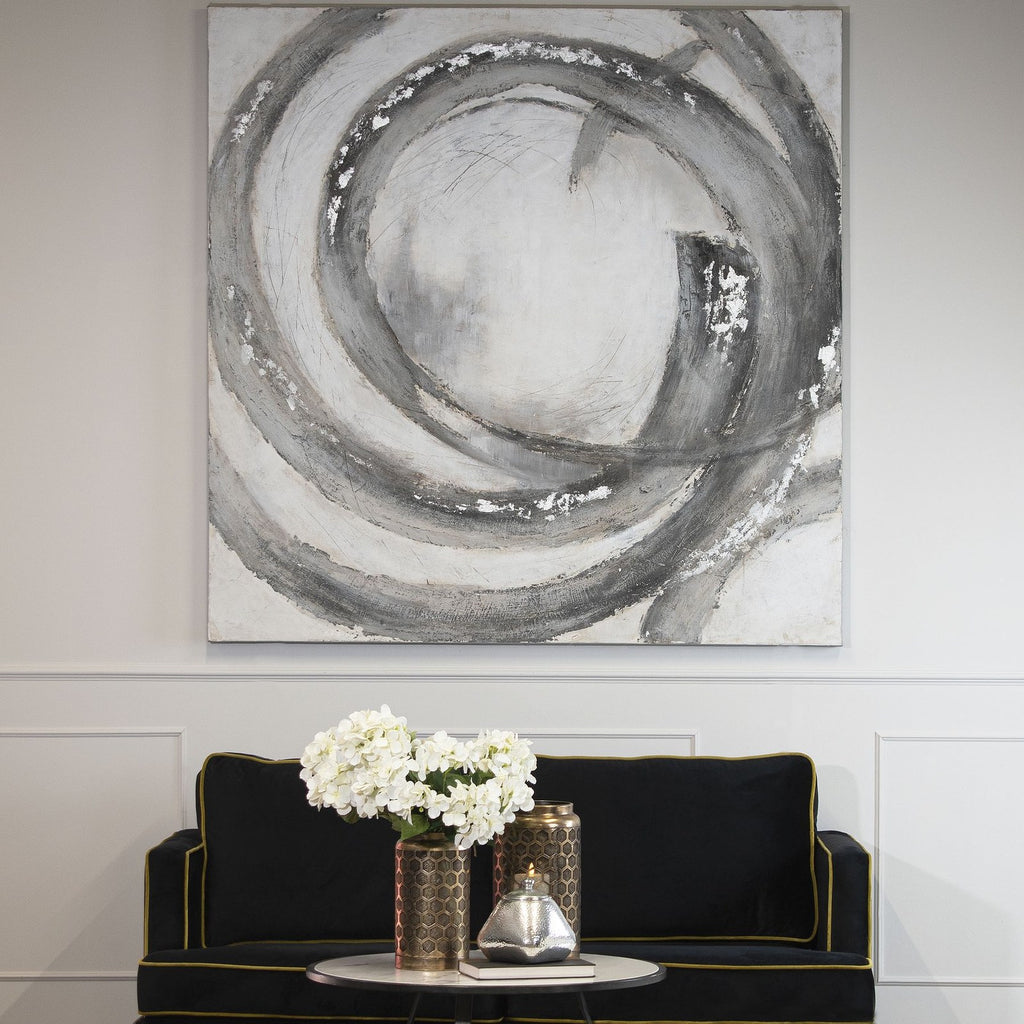 Galaxy Silver And Grey Hand Painted Canvas — wall art