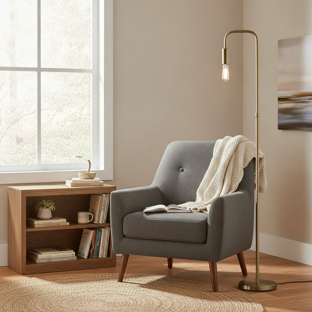 63" Brass Two Light Torchiere Floor Lamp - L2