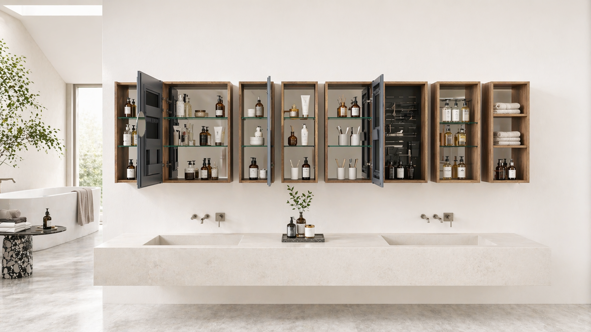 Halewood Bathroom Mirror Cabinet, Soft-Close