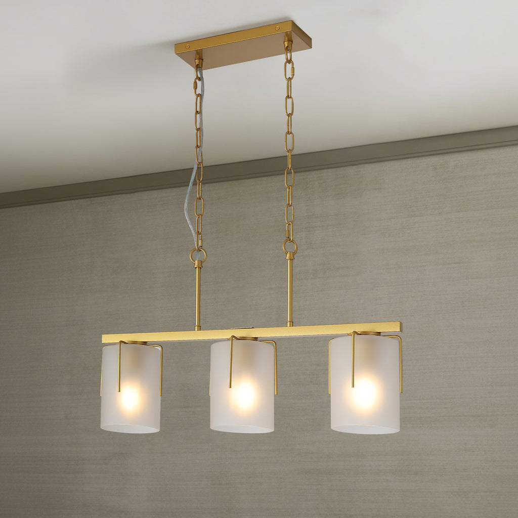 Modern Gold 3-Light Linear Chandelier