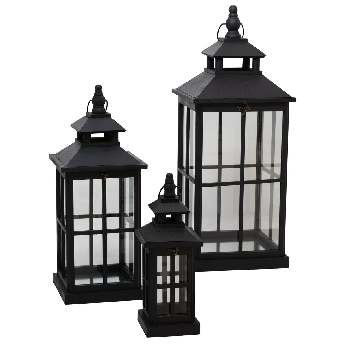Kew Window Lantern, Set of 3, Black
