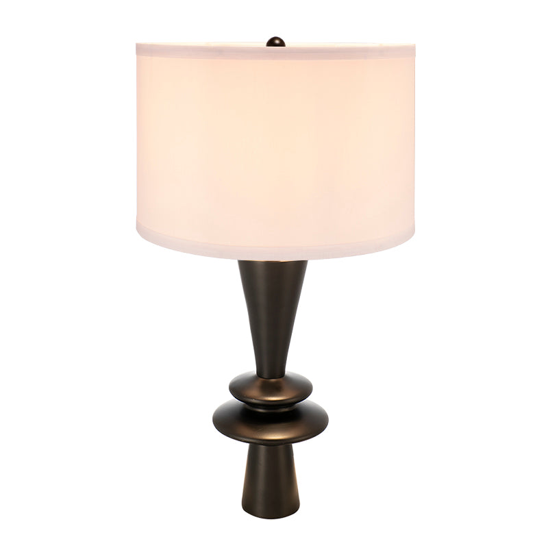 D15x26.7" Black Aluminum Table Lamp with Two Varying Round