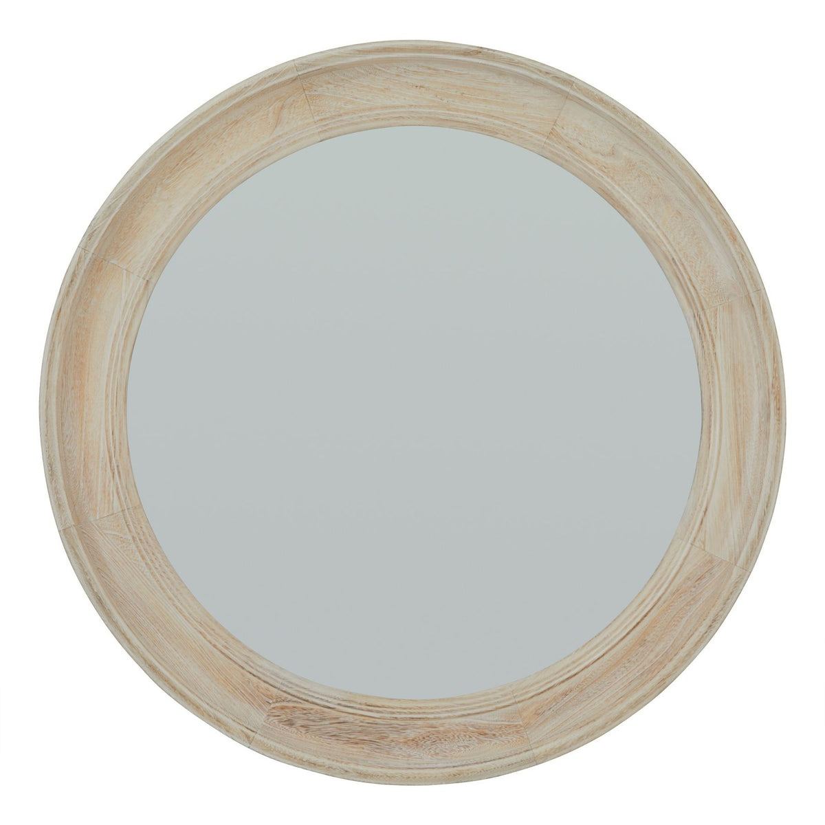 Washed Wood Round Framed Mirror — mirror