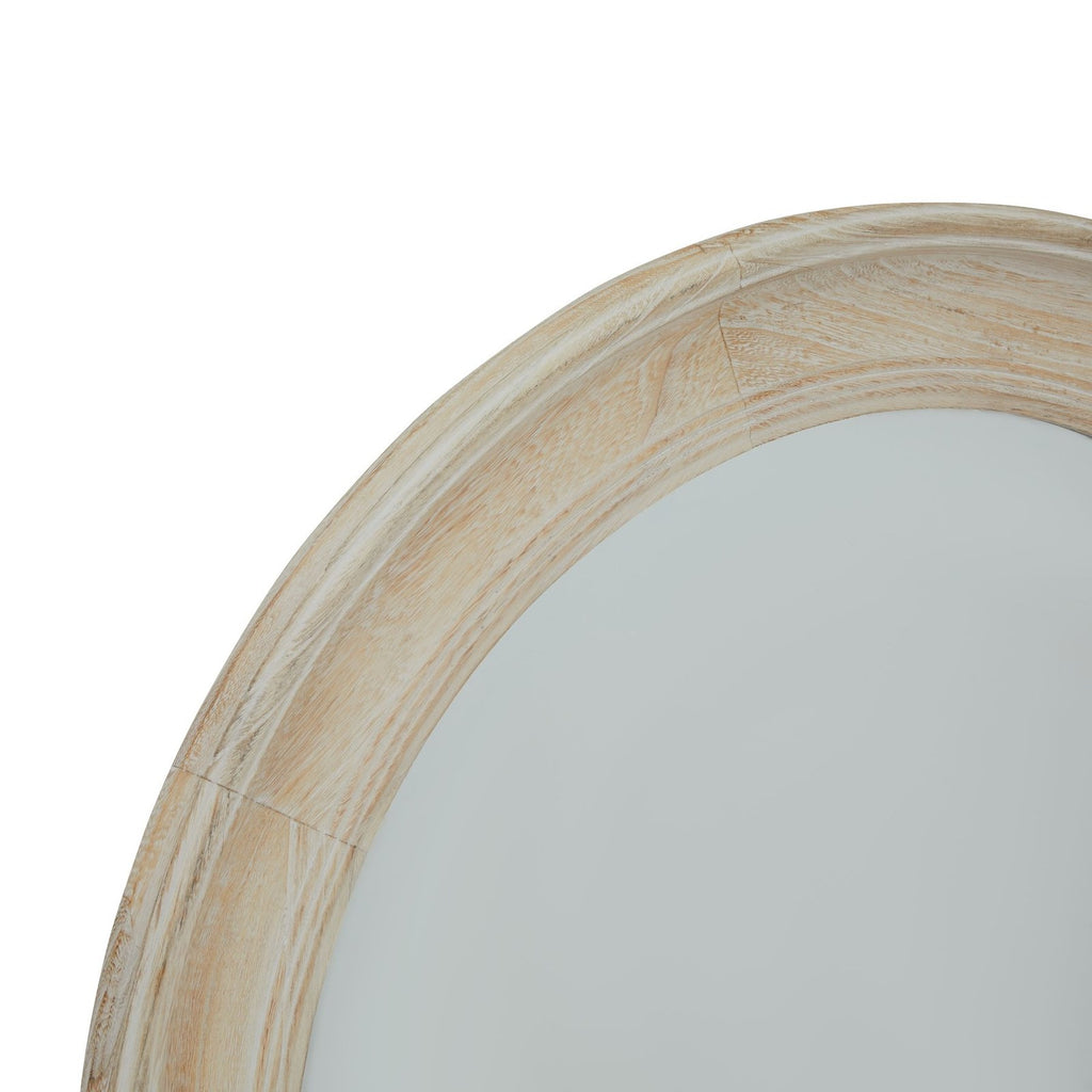 Washed Wood Round Framed Mirror — mirror