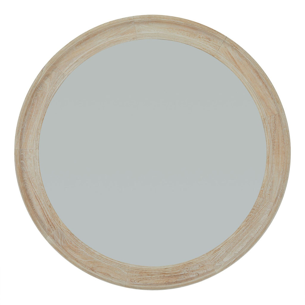 Washed Wood Round Framed Large Mirror — mirror