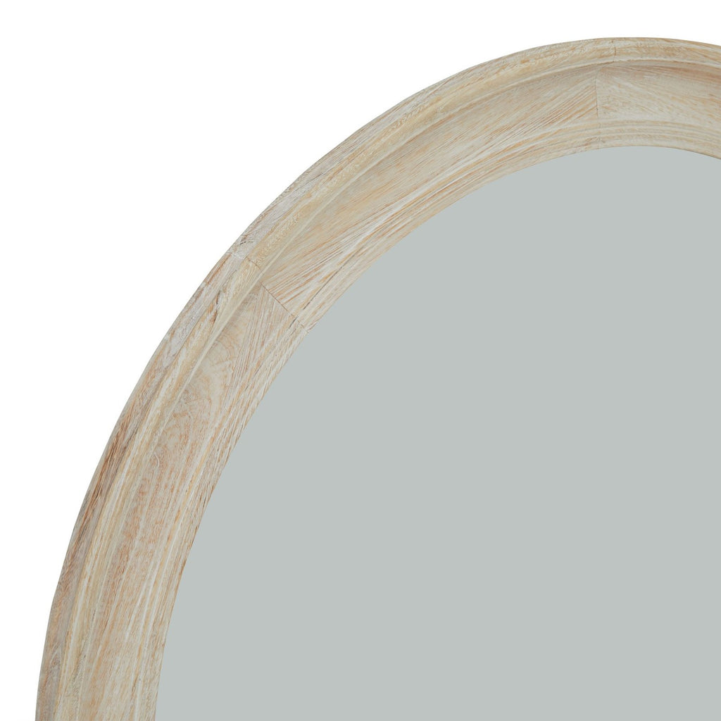 Washed Wood Round Framed Large Mirror — mirror