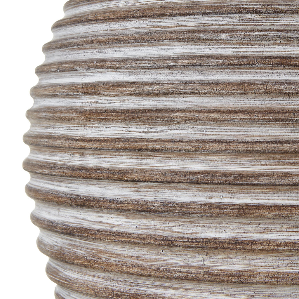Brown Ceramic Table Lamp 71cm — Living Room Table Lamp, Linen Shade, Saturn
