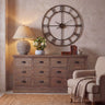 Brown Ceramic Table Lamp 71cm — Living Room Table Lamp, Linen Shade, Saturn
