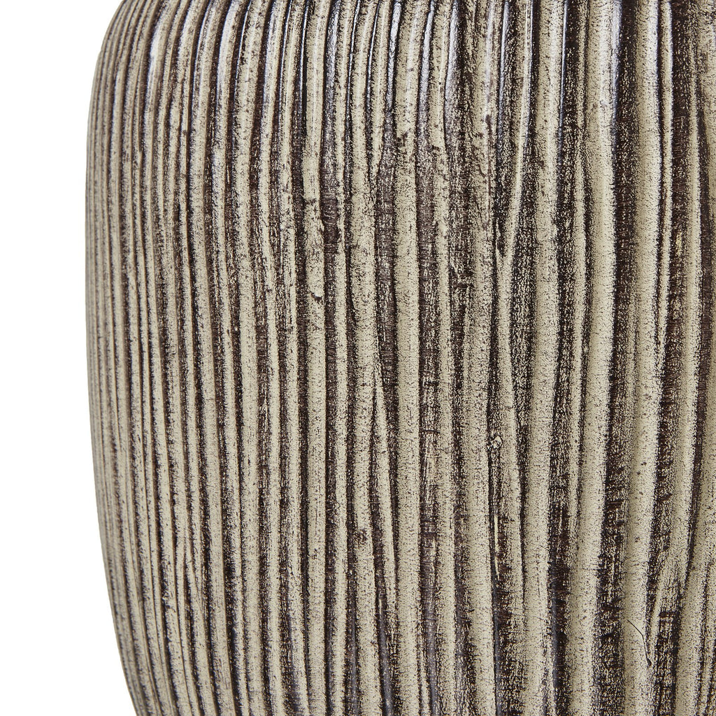 Ochre Carved Textured Table Lamp With Linen Shade — table lamp