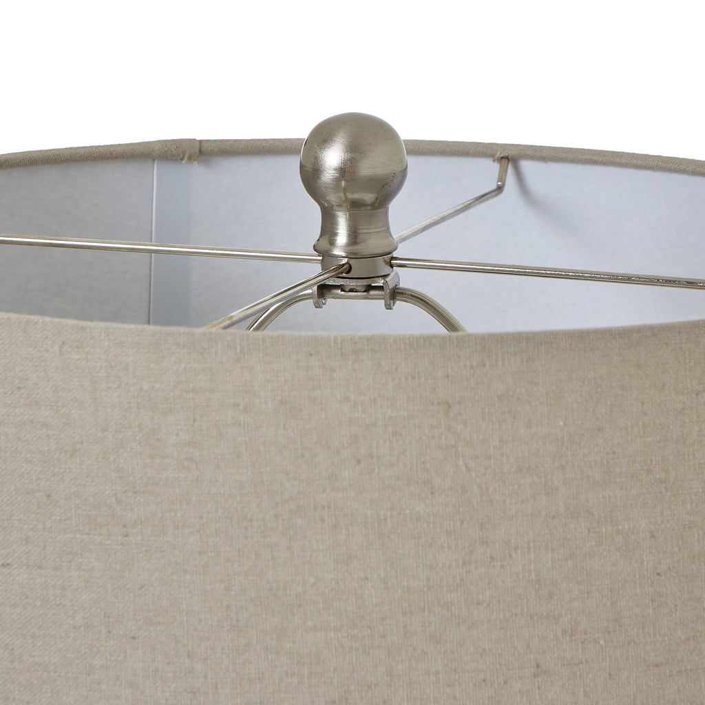 White Ceramic Table Lamp 71cm — Living Room Table Lamp, Pearl Beaded