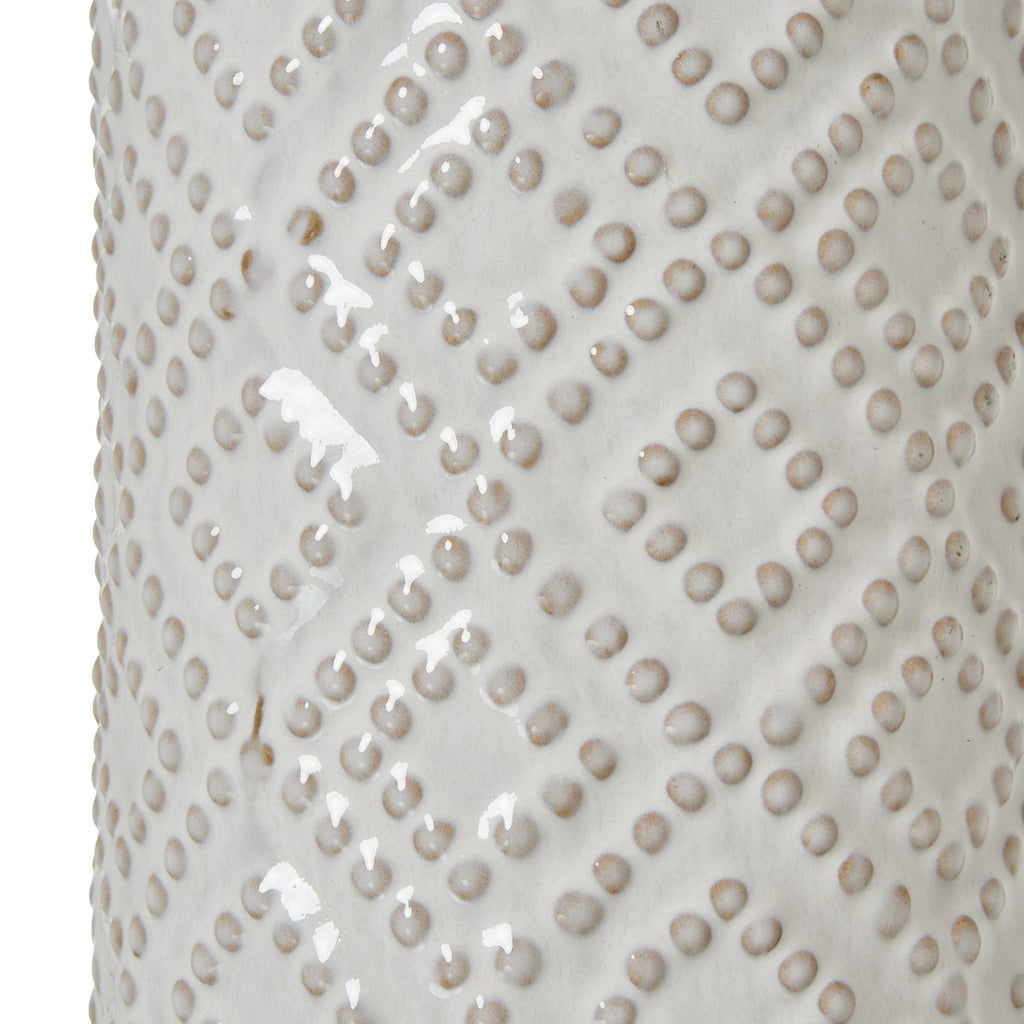 White Ceramic Table Lamp 71cm — Living Room Table Lamp, Pearl Beaded