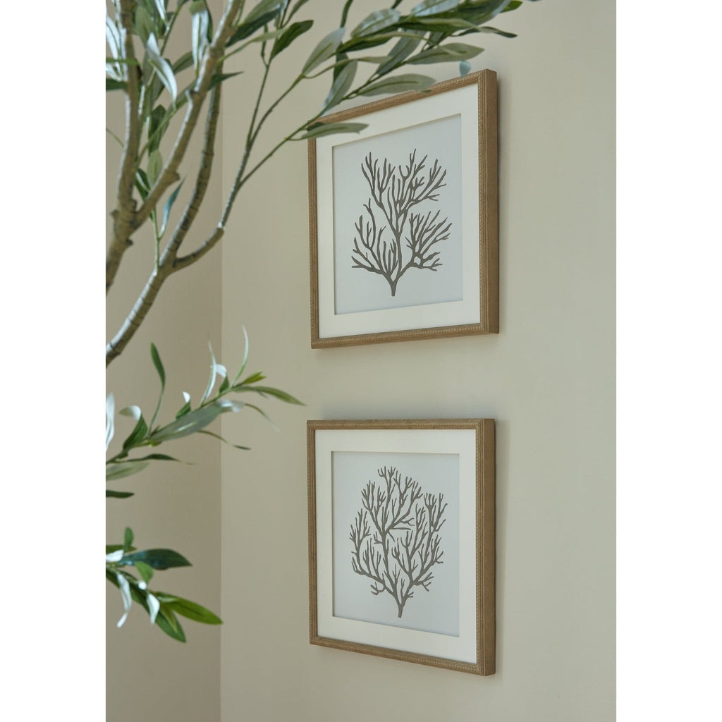 Reef Coral Art Mounted In Beaded Frame