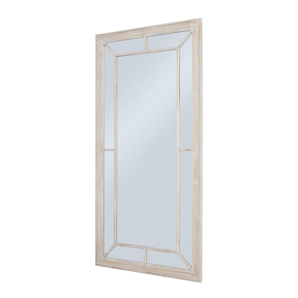 Large Washed Wood Framed Window Mirror — mirror