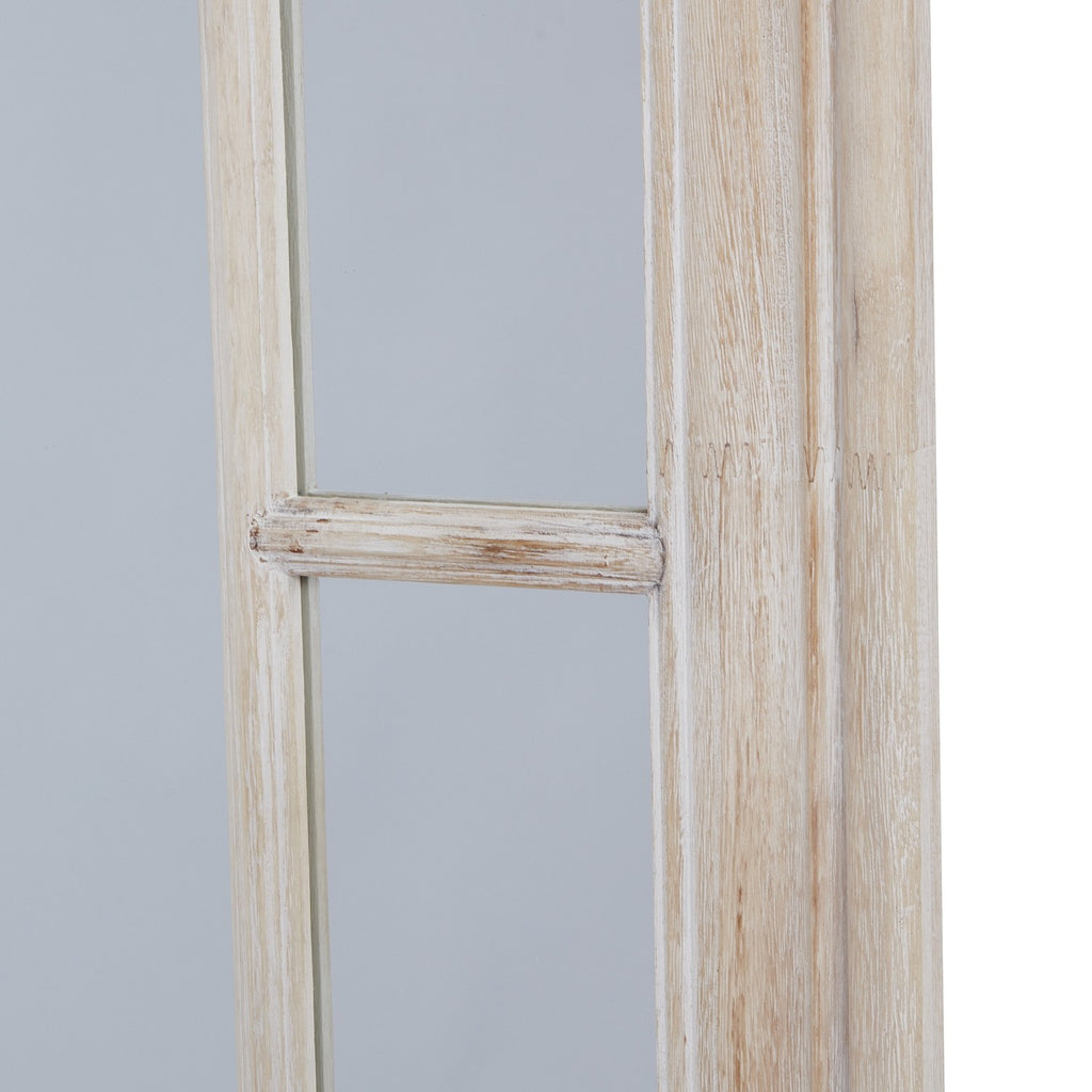 Large Washed Wood Framed Window Mirror — mirror